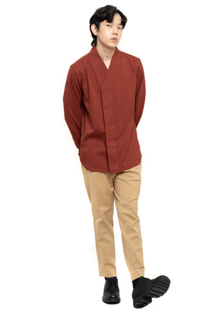 Red Brick Wrapped Long Sleeves Shirt